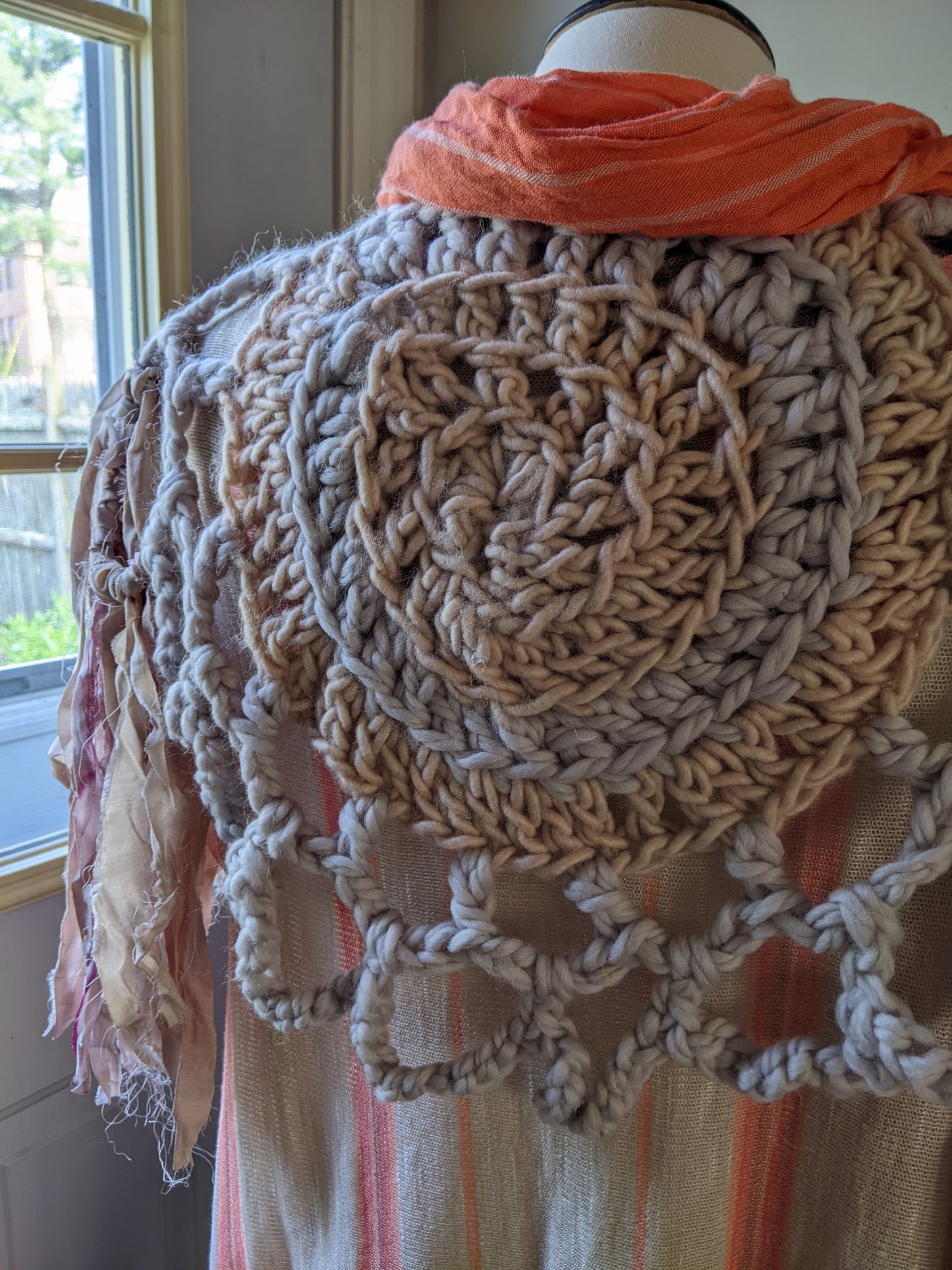 Fiber Festival Freeform Crochet, Knit Handspun, and Woven Boho Garment - Astilbe