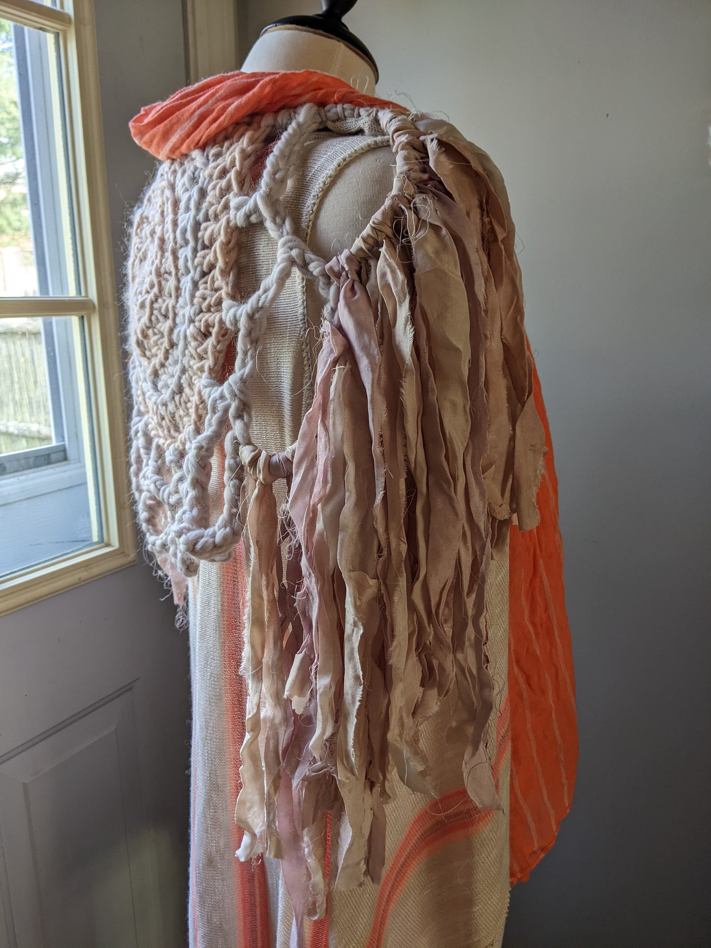 Fiber Festival Freeform Crochet, Knit Handspun, and Woven Boho Garment - Astilbe
