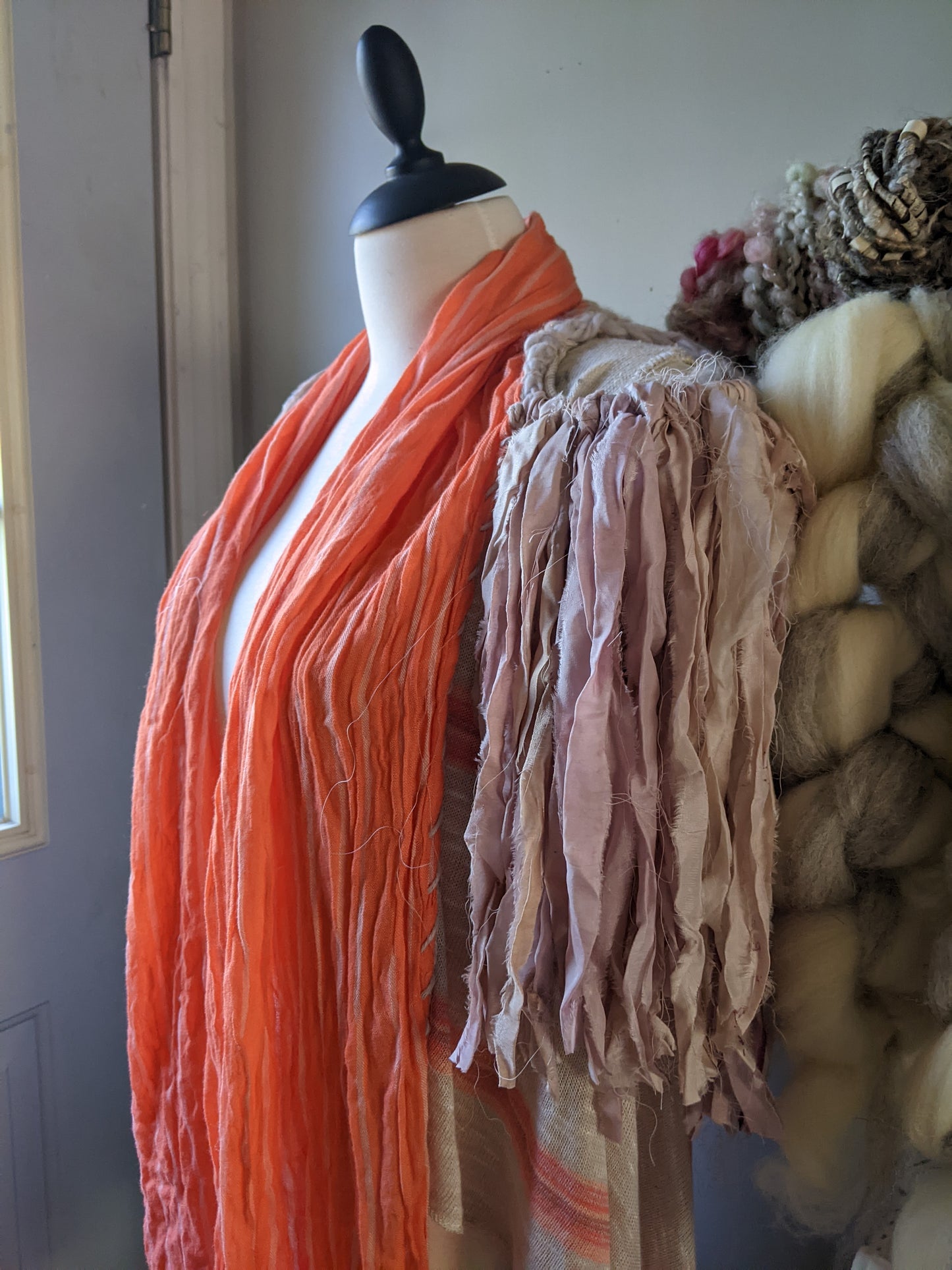 Fiber Festival Freeform Crochet, Knit Handspun, and Woven Boho Garment - Astilbe