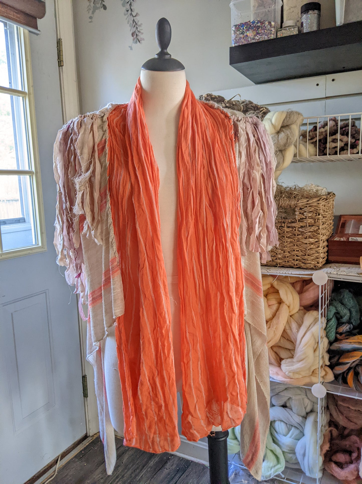 Fiber Festival Freeform Crochet, Knit Handspun, and Woven Boho Garment - Astilbe
