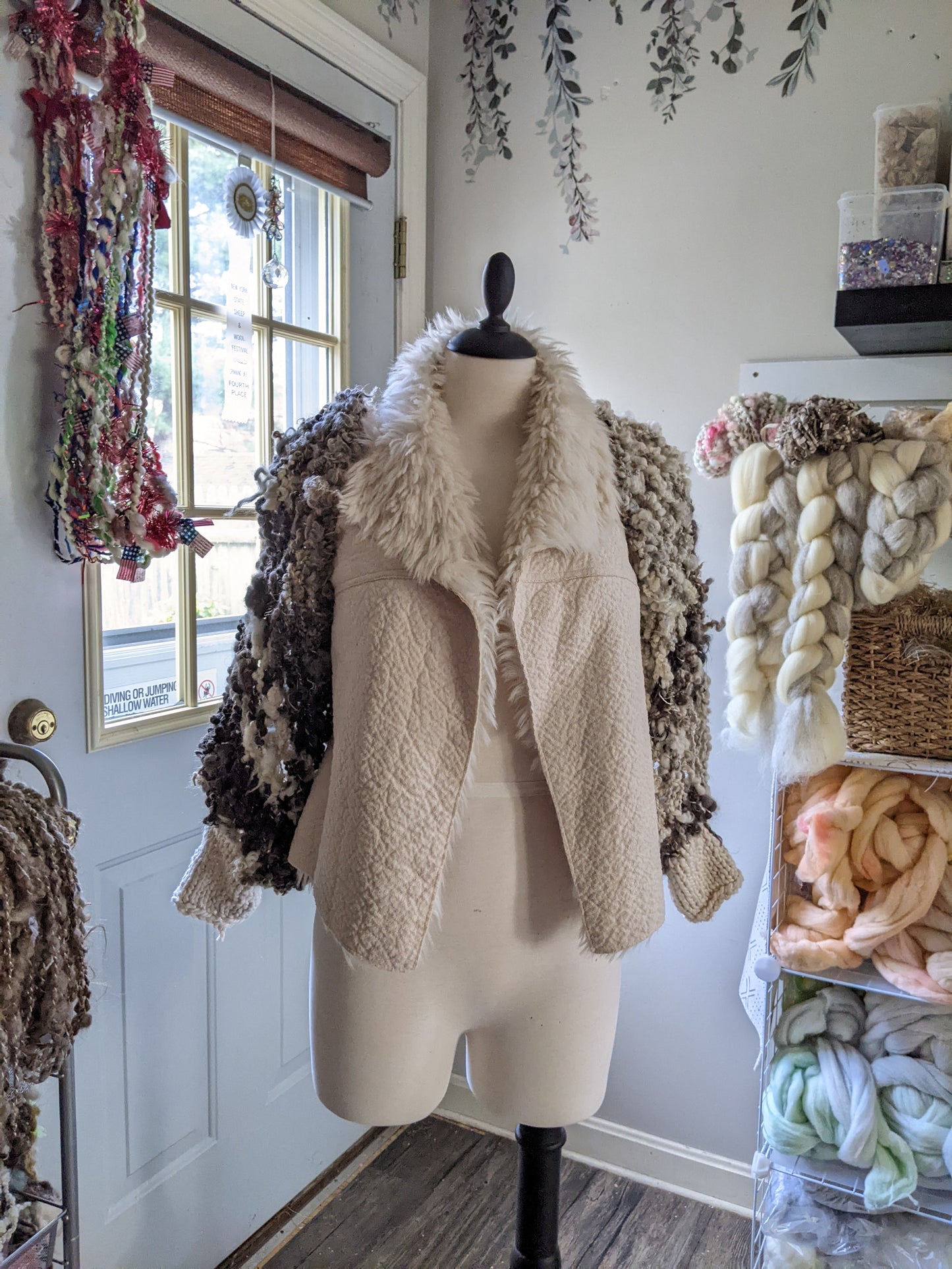 Fiber Festival Freeform Crochet, Knit Handspun, and Woven Boho Skull Jacket