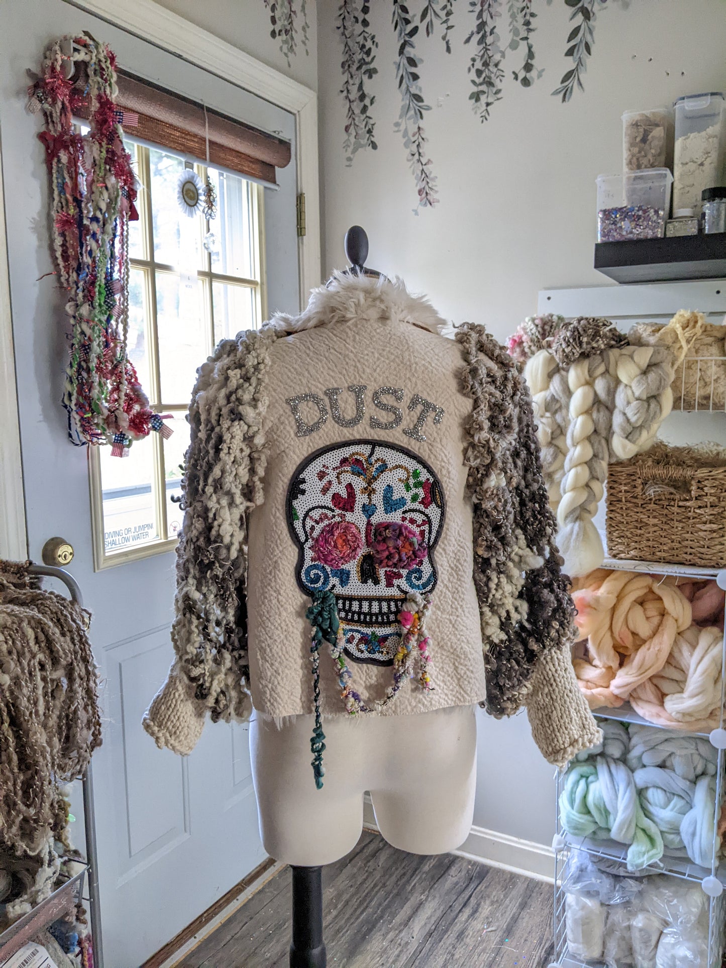 Fiber Festival Freeform Crochet, Knit Handspun, and Woven Boho Skull Jacket