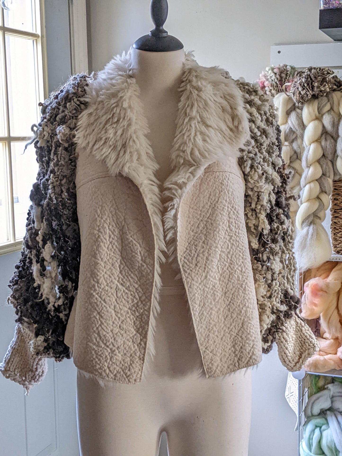 Fiber Festival Freeform Crochet, Knit Handspun, and Woven Boho Skull Jacket