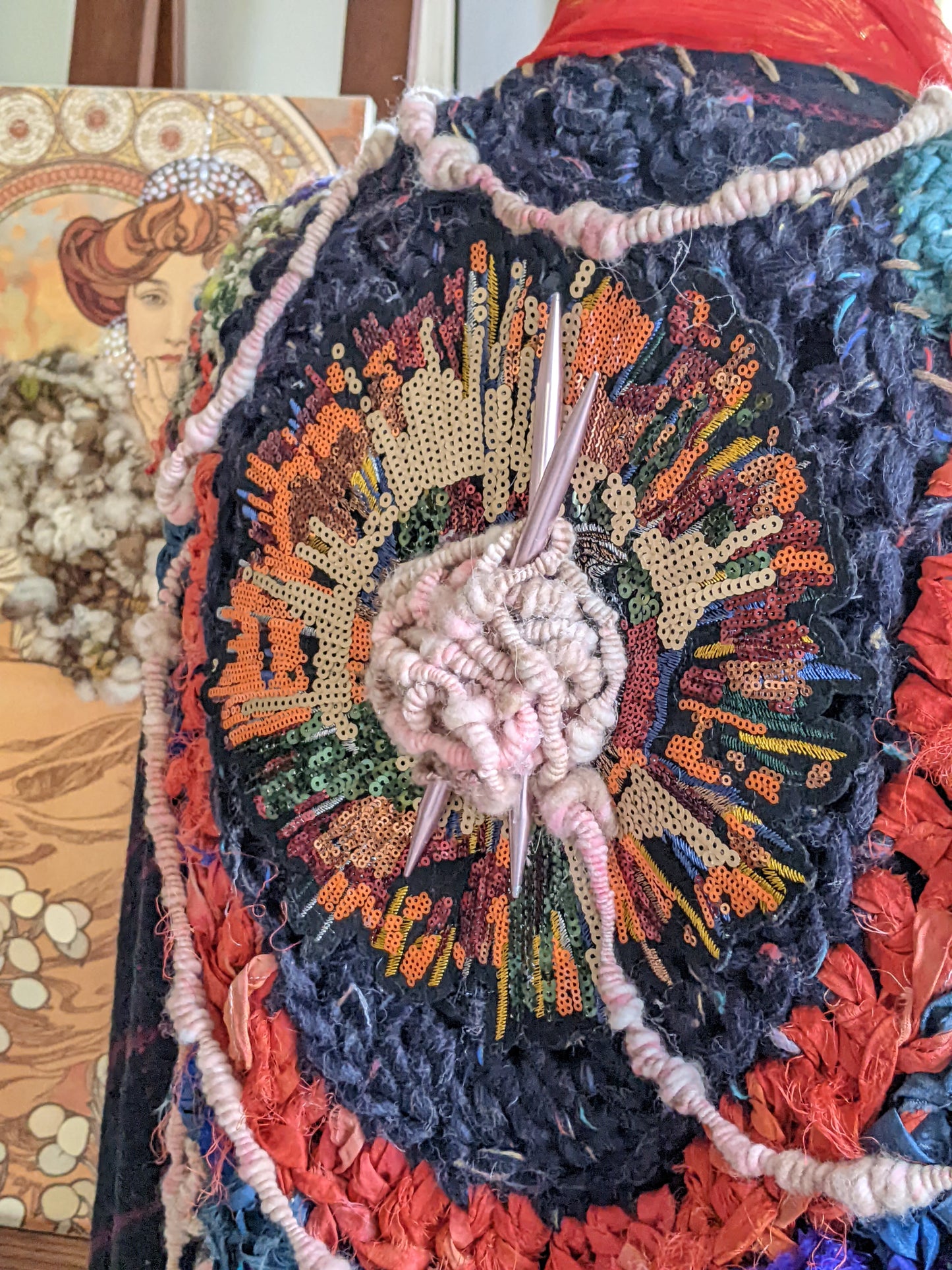 Fiber Festival Freeform Crochet, Knit Handspun, and Woven Boho Yarn Apocalypse Wrap