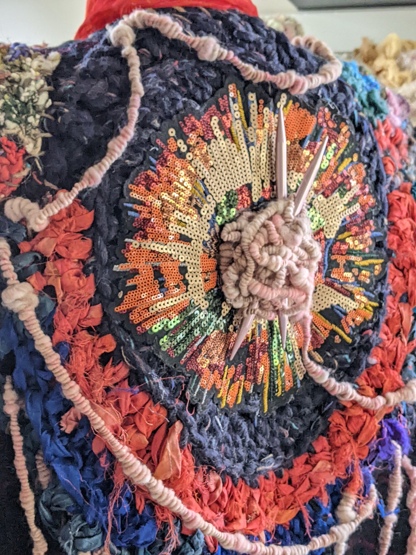 Fiber Festival Freeform Crochet, Knit Handspun, and Woven Boho Yarn Apocalypse Wrap