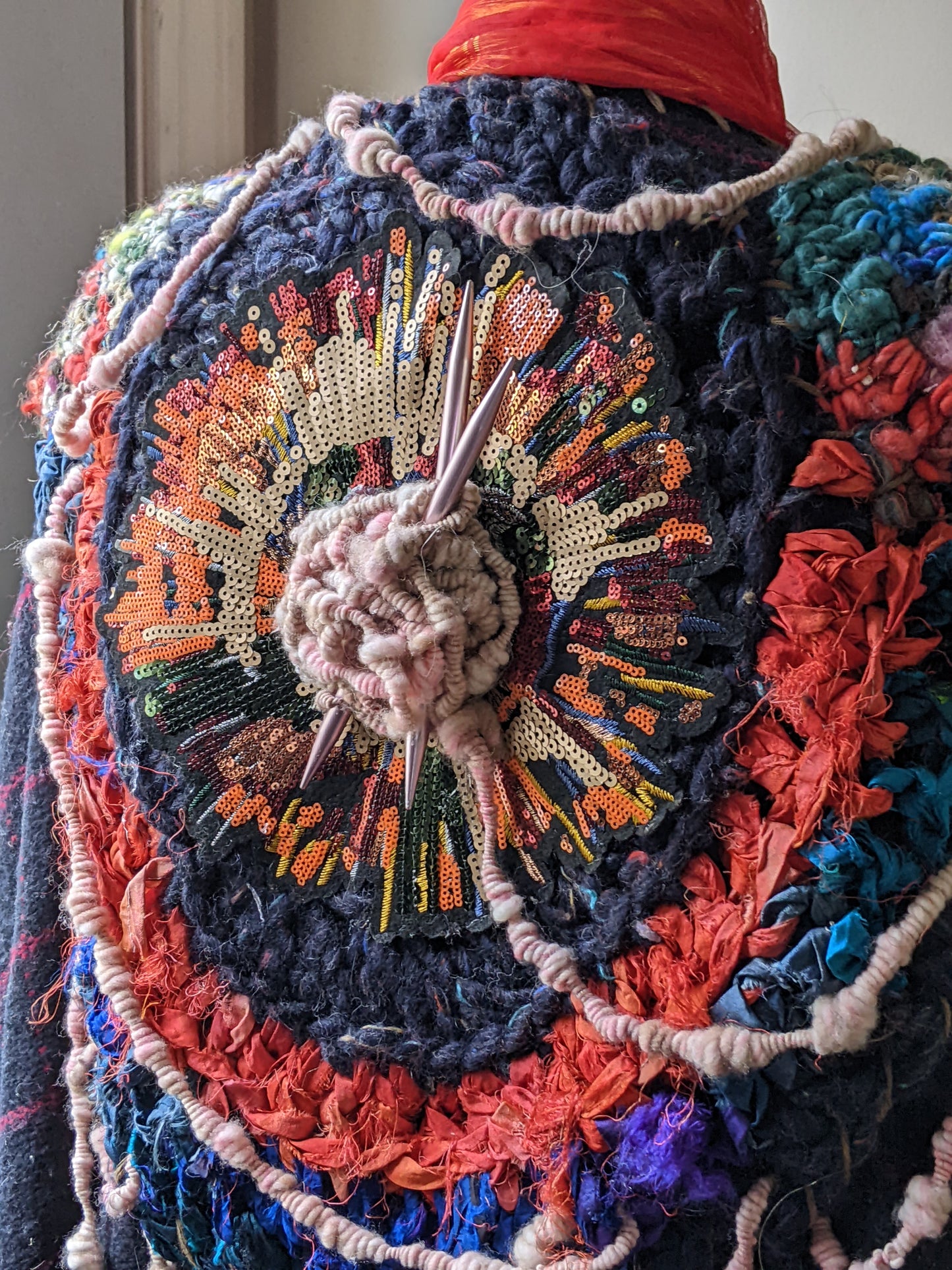 Fiber Festival Freeform Crochet, Knit Handspun, and Woven Boho Yarn Apocalypse Wrap