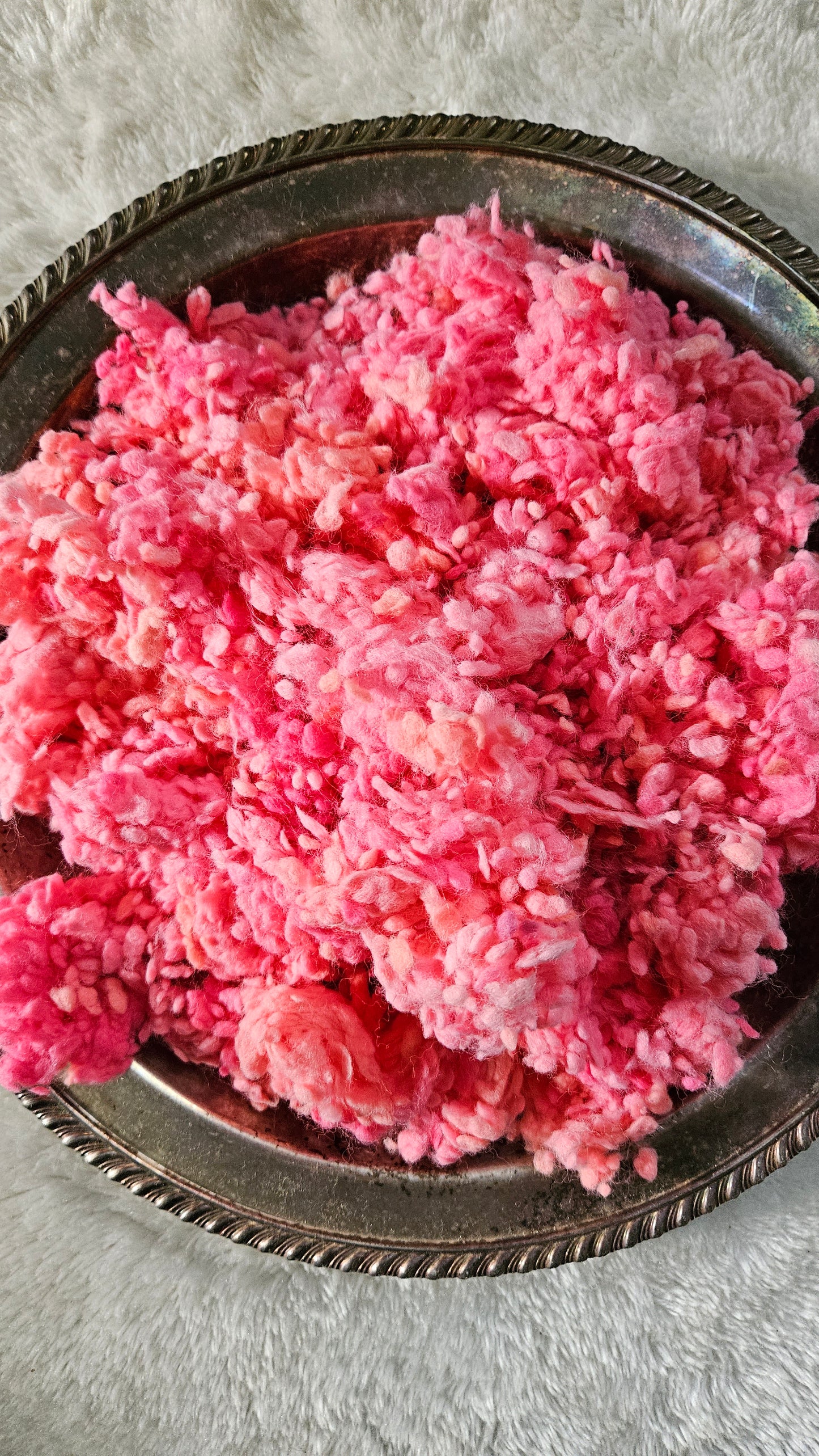 CARNATION - rare hand-dyed cotton nepps for fiber blending, felting, and papermaking - 1 oz | 28 g