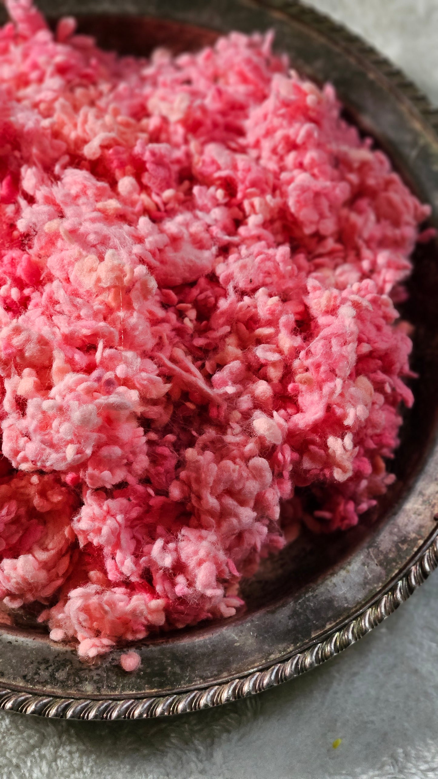 CARNATION - rare hand-dyed cotton nepps for fiber blending, felting, and papermaking - 1 oz | 28 g