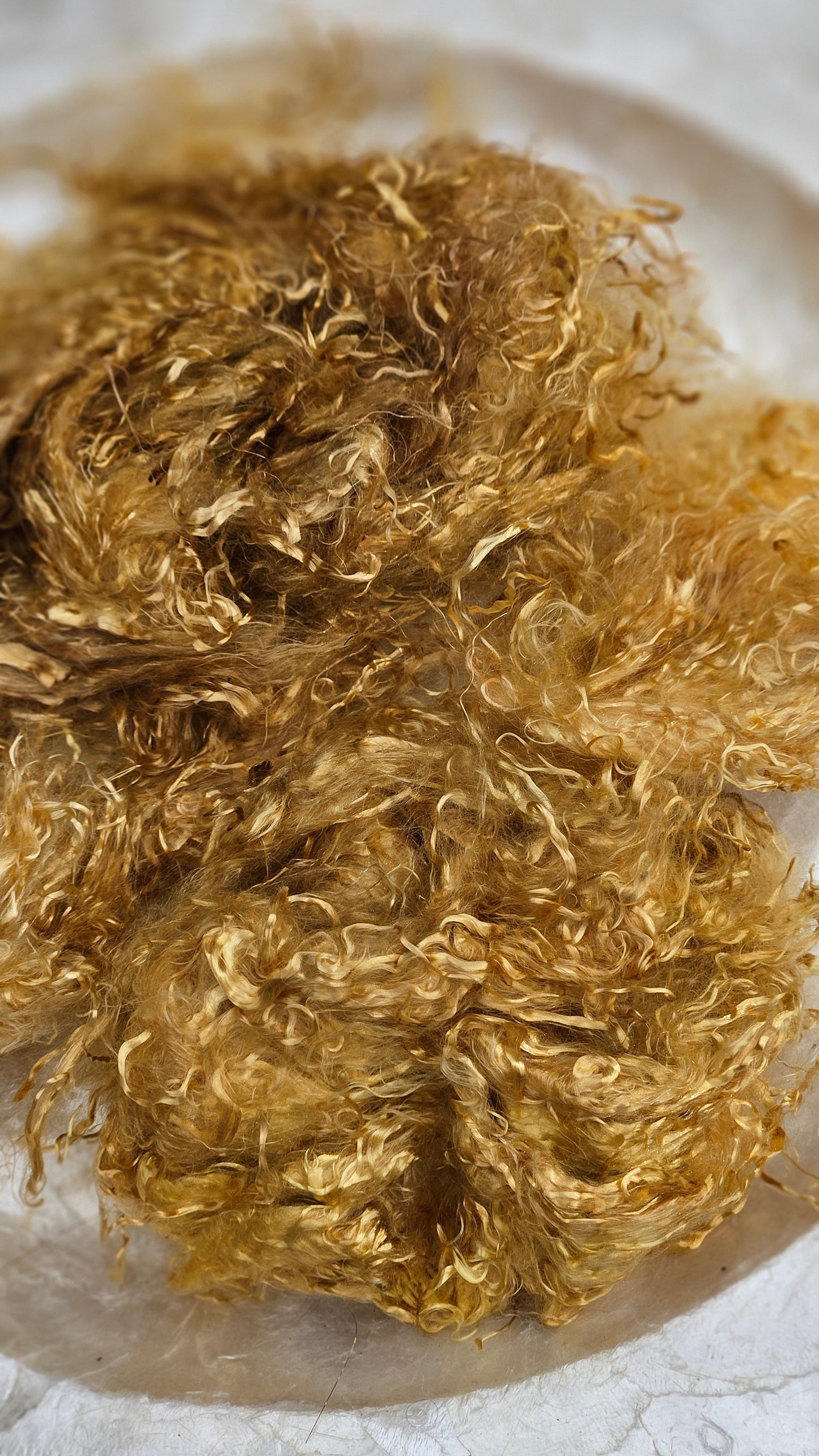 GOLD - hand-dyed eucalyptus crimp faux-silk for art yarn embellishing, fiber blending, felting, and papermaking - 1 oz | 28 g