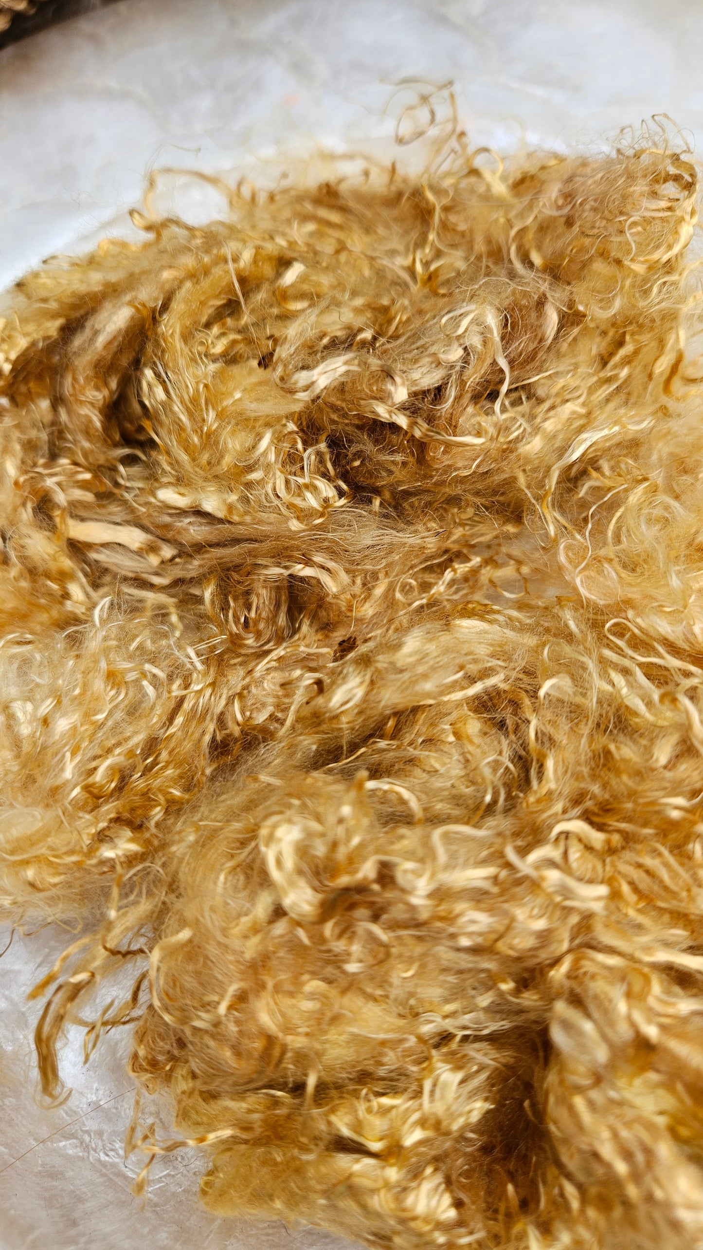 GOLD - hand-dyed eucalyptus crimp faux-silk for art yarn embellishing, fiber blending, felting, and papermaking - 1 oz | 28 g