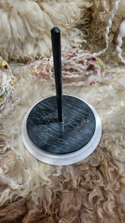 Handcrafted Yarn Bobbin Spinning Stand in Corian and Wood - M2