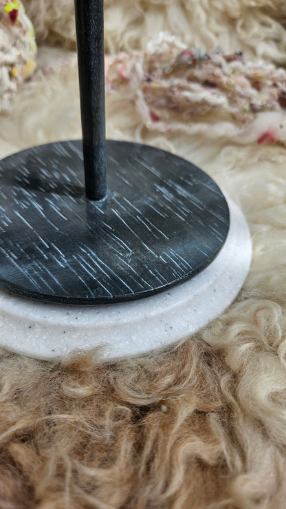 Handcrafted Yarn Bobbin Spinning Stand in Corian and Wood - M2