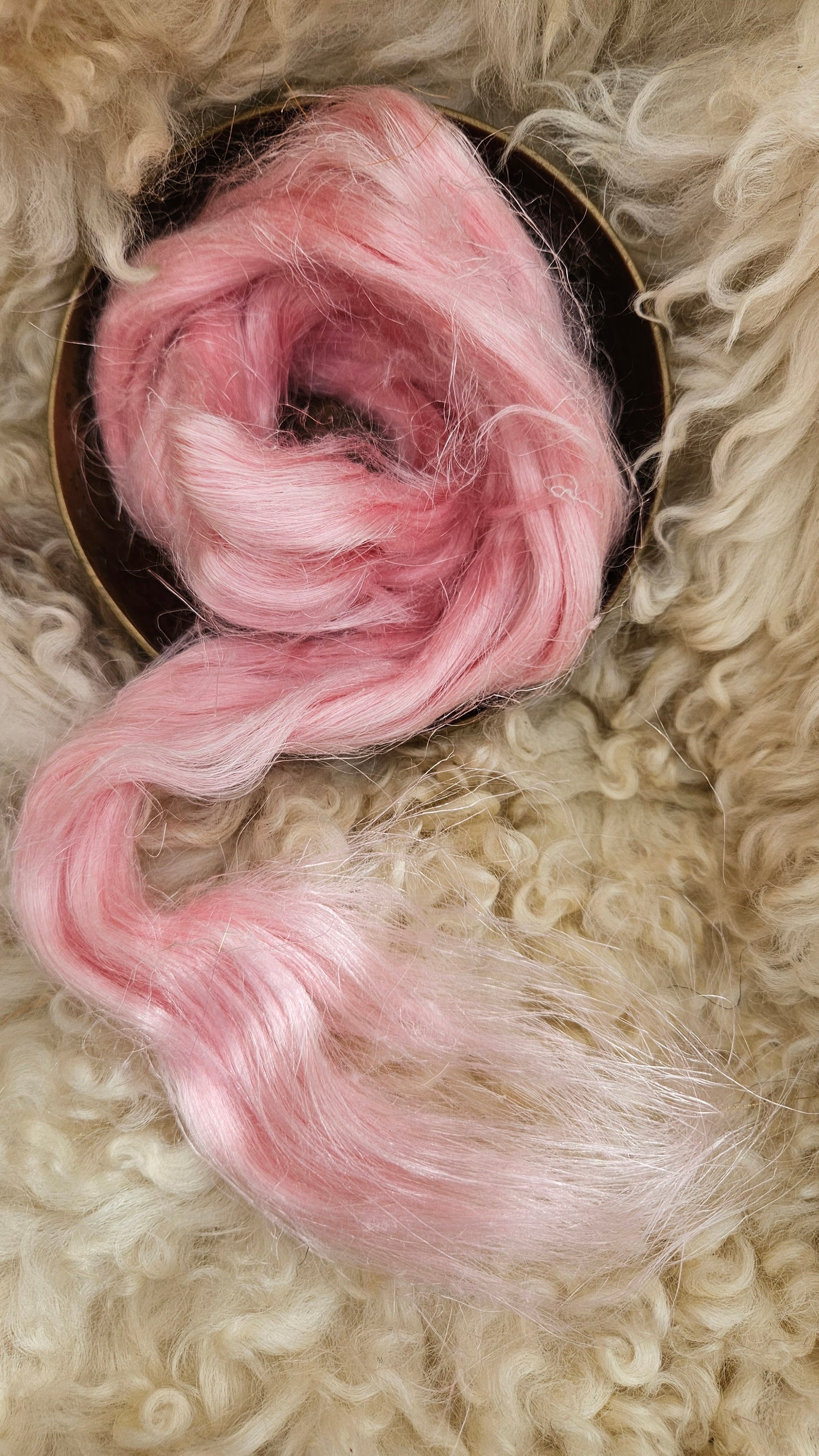 PINK PEPPERMINT Dyed Flax Linen Roving - 1 ounce