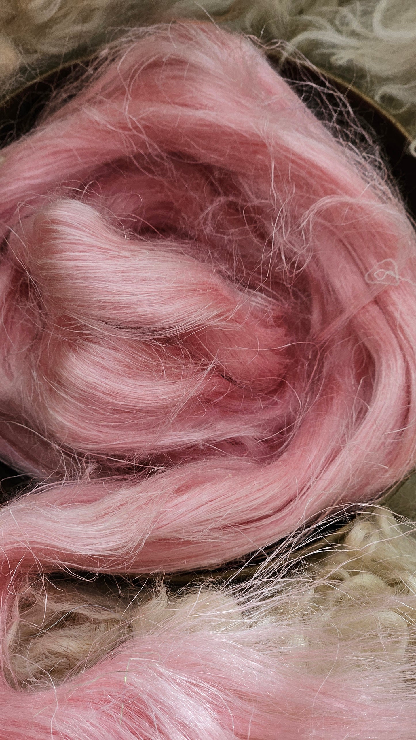 PINK PEPPERMINT Dyed Flax Linen Roving - 1 ounce