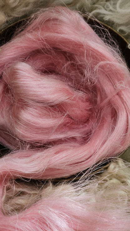 PINK PEPPERMINT Dyed Flax Linen Roving - 1 ounce