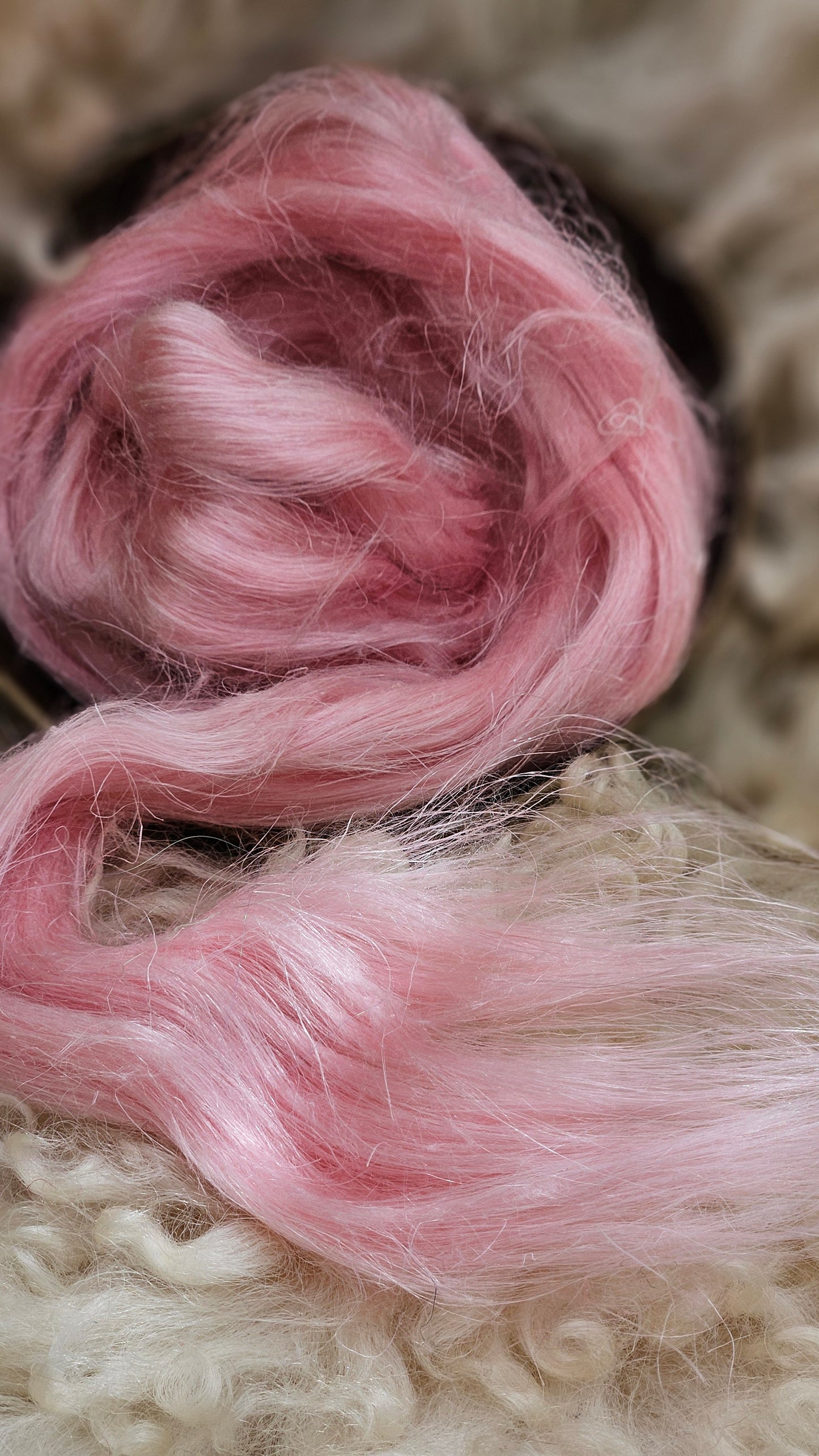 PINK PEPPERMINT Dyed Flax Linen Roving - 1 ounce