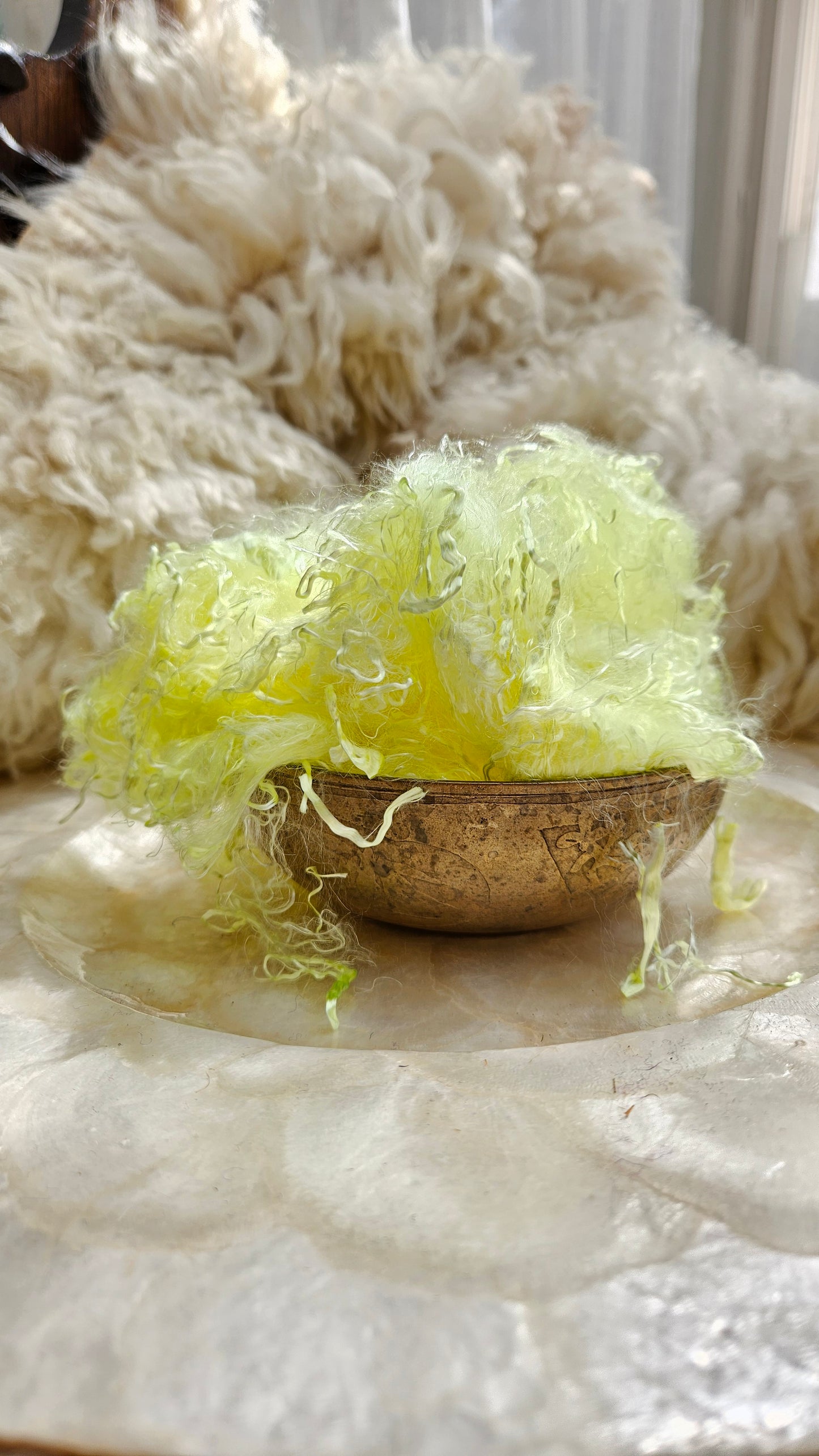 SULPHUR Eucalyptus Crimp Hand Dyed Effects Fiber - 2 ounces