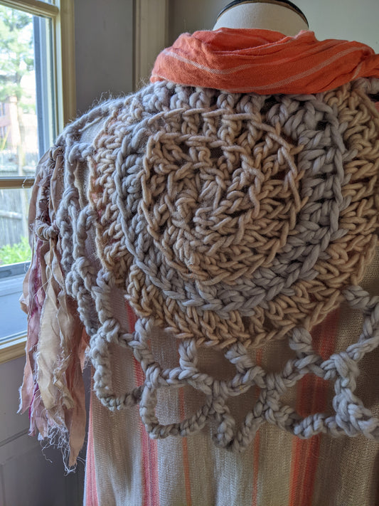 Fiber Festival Freeform Crochet, Knit Handspun, and Woven Boho Garment - Astilbe