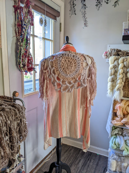 Fiber Festival Freeform Crochet, Knit Handspun, and Woven Boho Garment - Astilbe