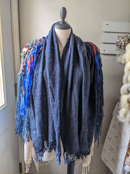 Fiber Festival Freeform Crochet, Knit Handspun, and Woven Boho Shredded Wings Wrap WAFA