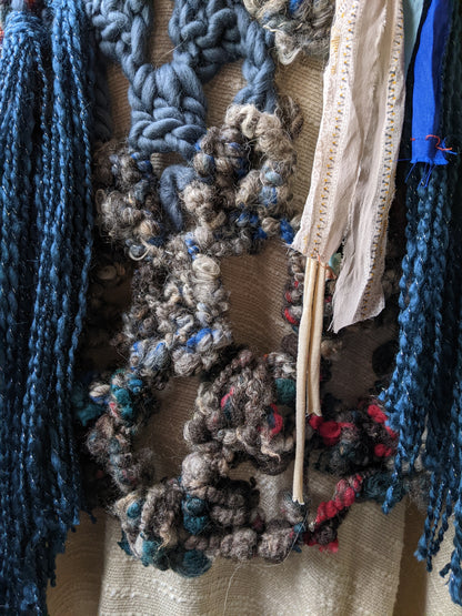 Fiber Festival Freeform Crochet, Knit Handspun, and Woven Boho Shredded Wings Wrap WAFA