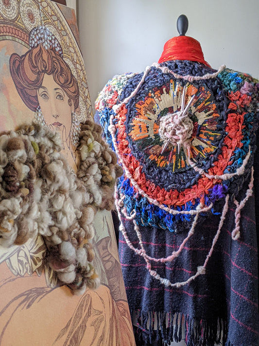 Fiber Festival Freeform Crochet, Knit Handspun, and Woven Boho Yarn Apocalypse Wrap