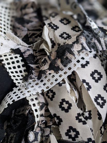 BLACK & WHITE - Recycled Cut Fabric Ribbons - 6 oz